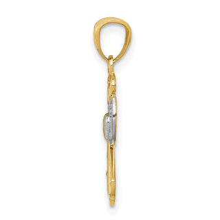 14k Yellow Gold and Rhodium Filigree Angel Pendant XR919