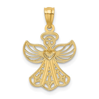 14k Yellow Gold and Rhodium Filigree Angel Pendant XR919