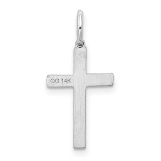 14K White Gold Laser Designed Cross Charm XR944