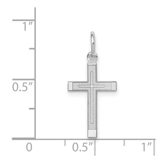 14K White Gold Laser Designed Cross Charm XR944