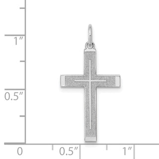 14k White Gold Laser Designed Cross Pendant XR945
