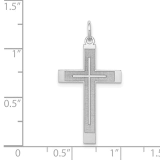14k White Gold Laser Designed Cross Pendant XR946
