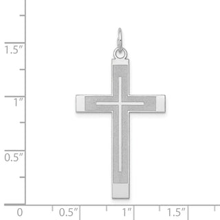 14k White Gold Laser Designed Cross Pendant XR947