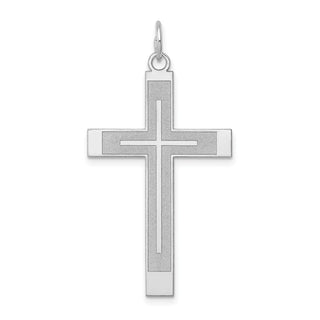 14k White Gold Laser Designed Cross Pendant XR947