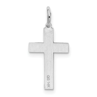 14K White Gold Laser Designed Cross Charm XR948