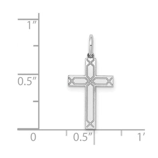 14K White Gold Laser Designed Cross Charm XR948