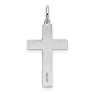 14K White Gold Laser Designed Cross Charm XR949