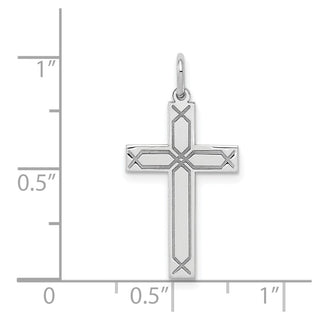 14K White Gold Laser Designed Cross Charm XR949