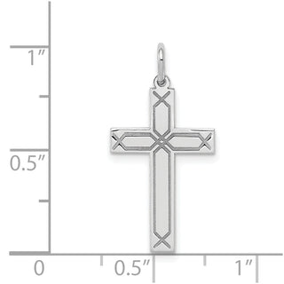 14K White Gold Laser Designed Cross Charm XR949