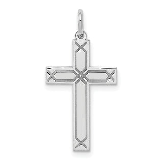 14K White Gold Laser Designed Cross Charm XR949