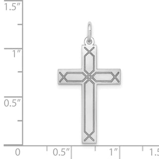 14k White Gold Laser Designed Cross Pendant XR950