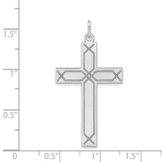 14k White Gold Laser Designed Cross Pendant XR951