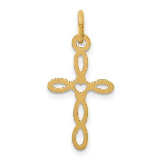 14K Yellow Gold Loop w/Center Heart Cross Charm