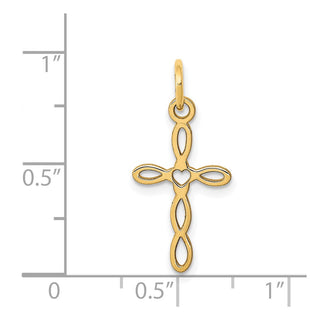 14K Yellow Gold Loop w/Center Heart Cross Charm
