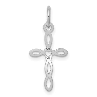 14k White Gold Laser Designed Cross Pendant XR956