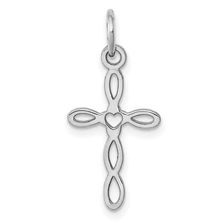 14k White Gold Laser Designed Cross Pendant XR956