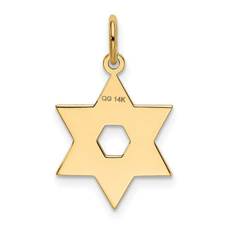 14k Yellow Gold Laser Designed Star Of David Charm