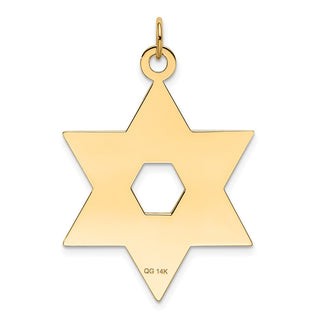 14k Yellow Gold Laser Designed Star Of David Pendant XR987