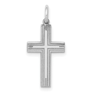 14k White Gold Laser Designed Cross Pendant XR996
