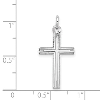 14k White Gold Laser Designed Cross Pendant XR997