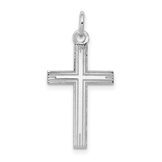 14k White Gold Laser Designed Cross Pendant XR997