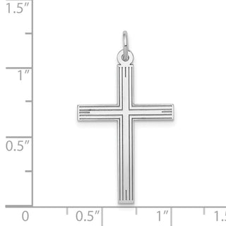 14k White Gold Laser Designed Cross Pendant XR998