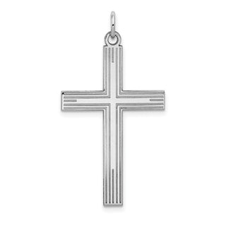14k White Gold Laser Designed Cross Pendant XR999