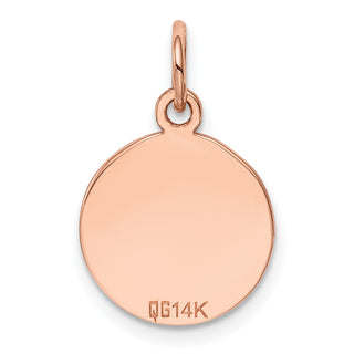 14k Rose Gold Plain .011 Gauge Circular Engravable Disc Charm XRM135/11