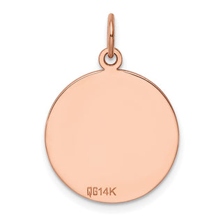 14k Rose Gold Plain .035 Gauge Circular Engravable Disc Charm XRM136/35