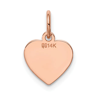 14k Rose Gold Plain .013 Gauge Engravable Heart Disc Charm XRM193/13