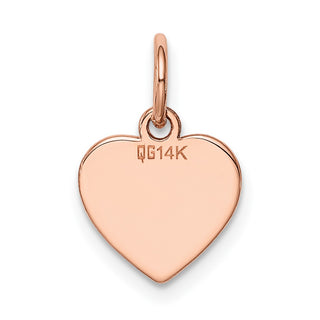 14k Rose Gold Plain .013 Gauge Engravable Heart Disc Charm XRM194/13