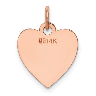 14k Rose Gold Plain .011 Gauge Engravable Heart Disc Charm XRM195/11
