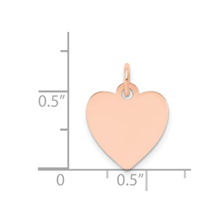 14k Rose Gold Plain .011 Gauge Engravable Heart Disc Charm XRM195/11