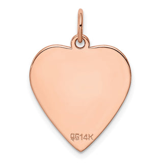 14k Rose Gold Plain .027 Gauge Engravable Heart Disc Charm XRM196/27