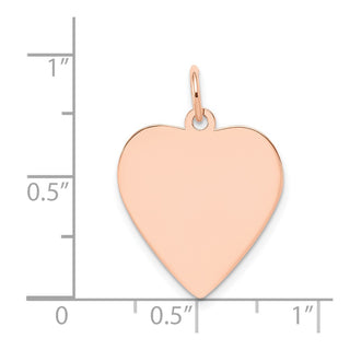 14k Rose Gold Plain .027 Gauge Engravable Heart Disc Charm XRM196/27