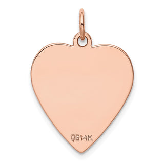 14k Rose Gold Plain .027 Gauge Engravable Heart Disc Charm XRM197/27