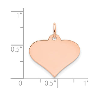 14k Rose Gold Plain .027 Gauge Engravable Heart Disc Charm XRM568/27