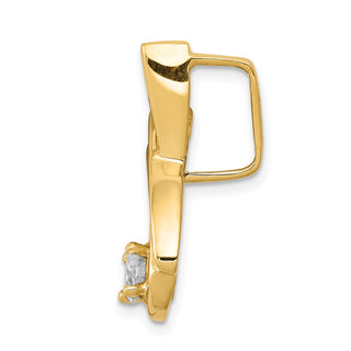 14k Yellow Gold 5mm A Diamond Fancy Chain Slide Pendant