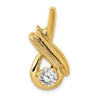 14k Yellow Gold 5mm A Diamond Fancy Chain Slide Pendant