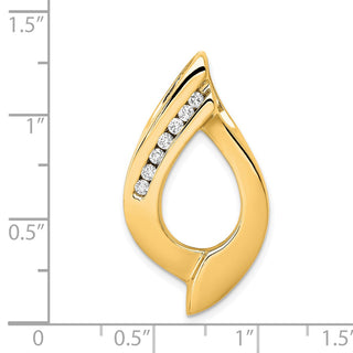 14k Yellow Gold Holds 7-1.9mm Stones, AA Diamond Slide Pendant
