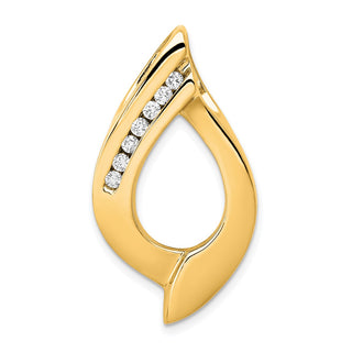 14k Yellow Gold Holds 7-1.9mm Stones, AA Diamond Slide Pendant