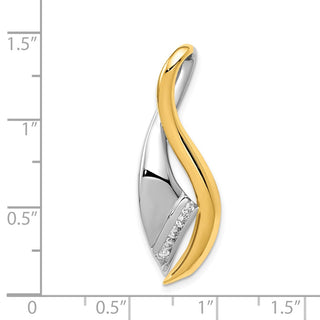 14k Two-tone Gold VS Diamond Twisted Ribbon Slide Pendant