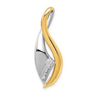 14k Two-tone Gold VS Diamond Twisted Ribbon Slide Pendant