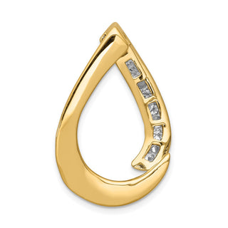 14k Two-tone Gold VS Diamond Teardrop Slide Pendant