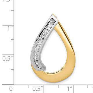 14k Two-tone Gold VS Diamond Teardrop Slide Pendant