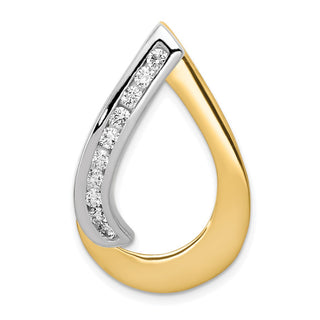 14k Two-tone Gold VS Diamond Teardrop Slide Pendant