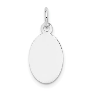 14k White Gold Plain .011 Gauge Oval Engravable Disc Charm XWM100/11