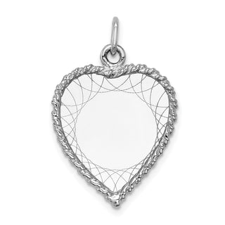 14k White Gold Etched Design .013 Gauge Engravable Heart Charm XWM123/13