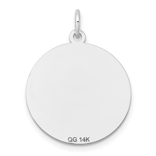 14k White Gold Etched Design .018 Gauge Round Engravable Charm