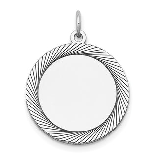 14k White Gold Etched Design .027 Gauge Round Engravable Charm